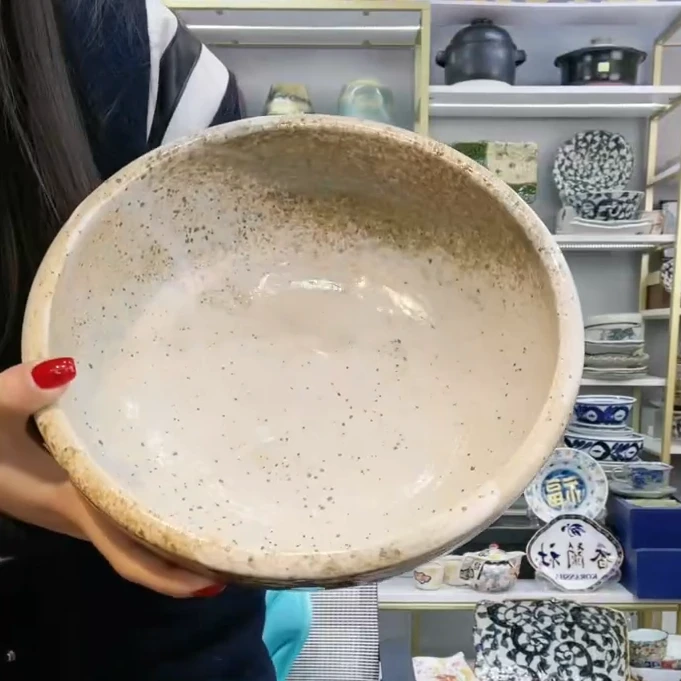 【单支】日本进口美浓烧市原加厚钵23.5cm-雪志野