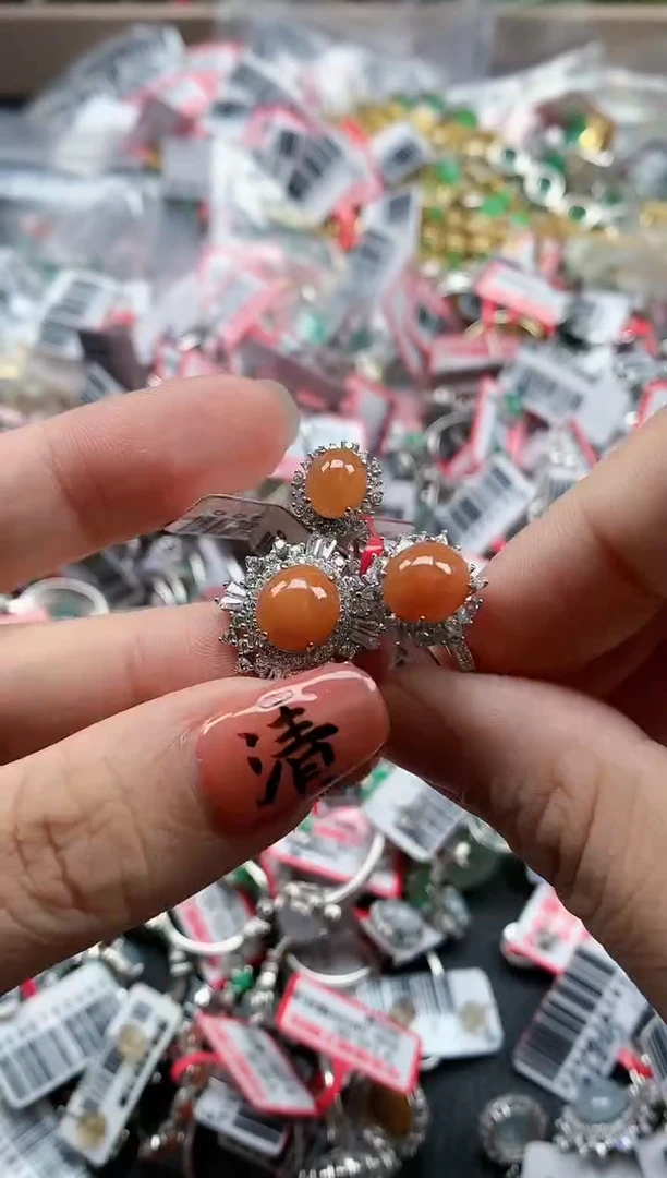 银S925镶嵌戒指翡翠天然A货缅甸翡翠
