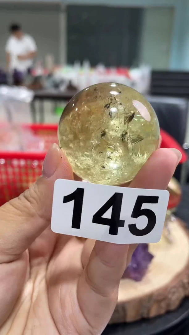 未镶嵌珠宝半成品水晶黄水晶球  145