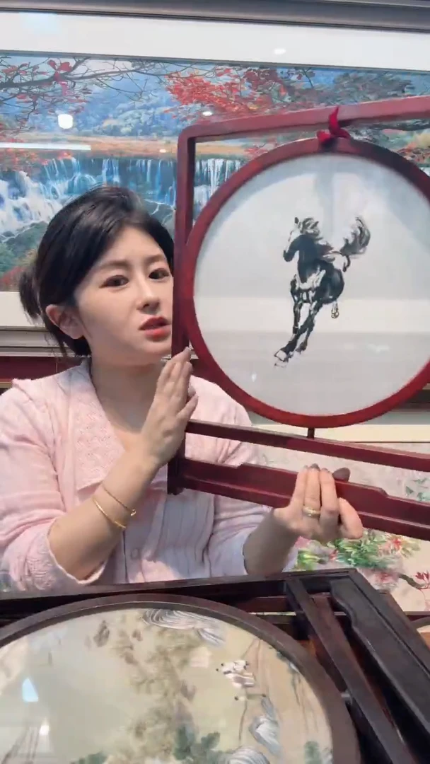 横款非遗苏绣手工刺绣台屏