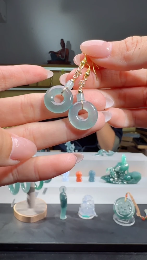 未镶嵌翡翠耳饰甜甜圈（多样性发其一对）