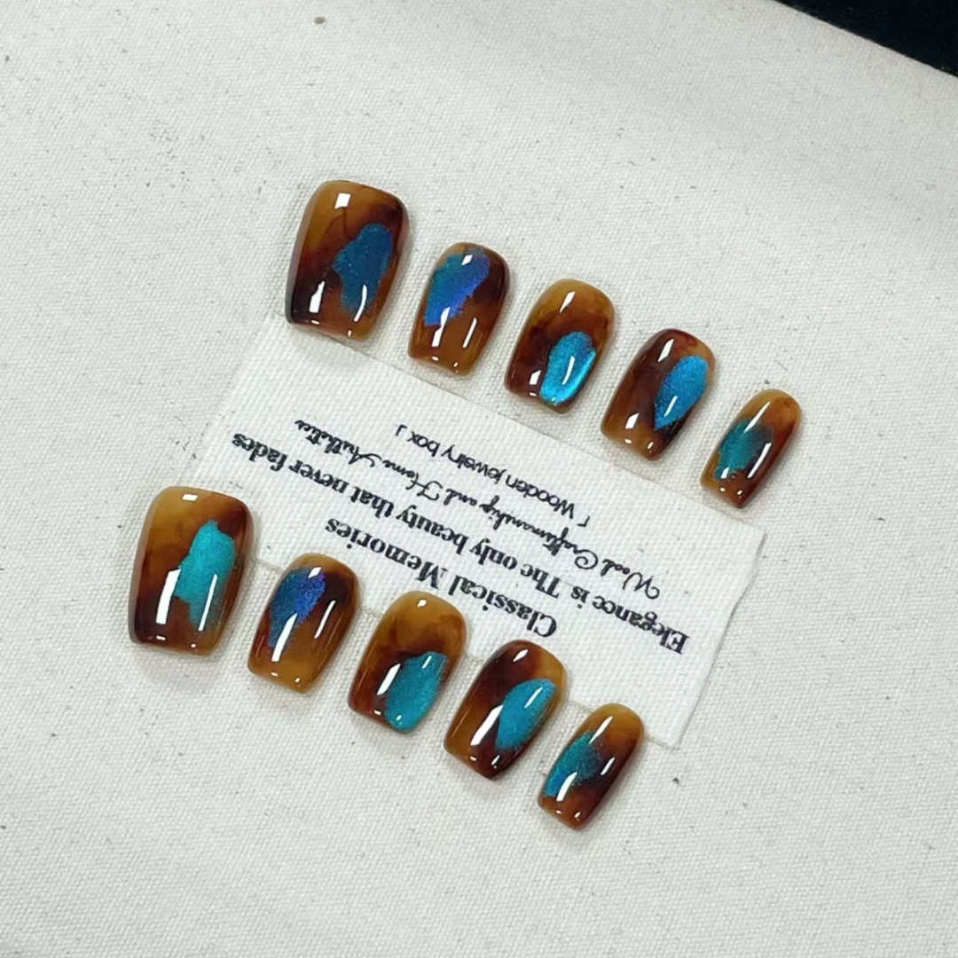 设计师款【多瑙河】新款纯手工美甲穿戴甲片（送高级工具包男生）