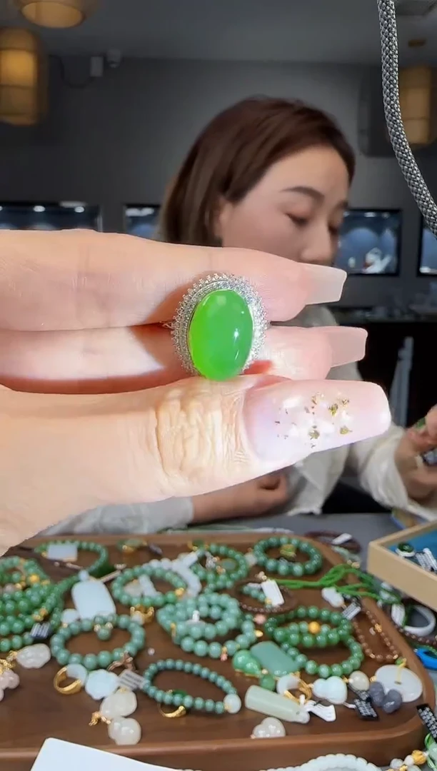 和田玉戒指银S925镶嵌1