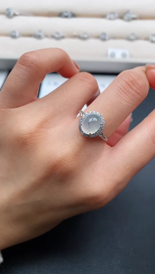 银S925镶嵌戒指翡翠2222222+7