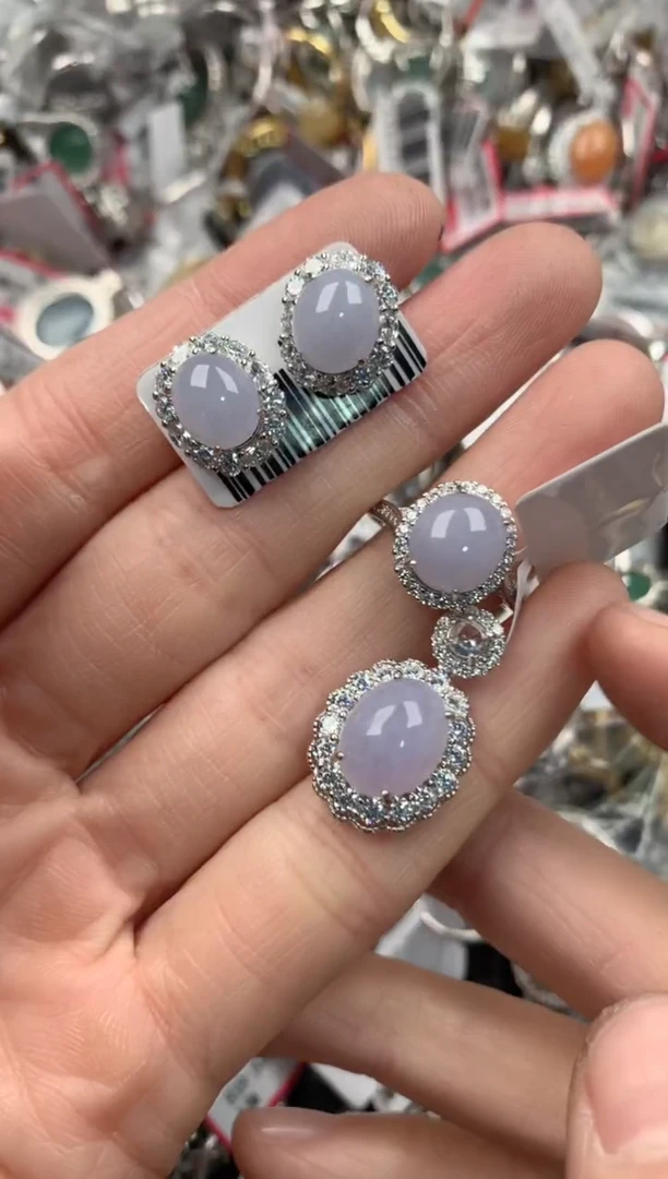 银S925镶嵌戒指翡翠5555----10