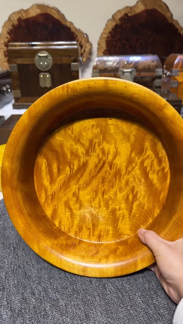 金丝楠木 满水波特厚圆盘 28.3-7.6cm