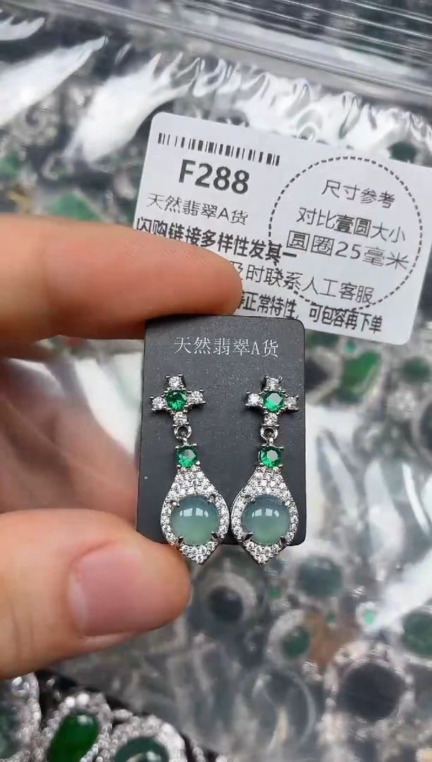 颈饰未镶嵌翡翠F288耳钉