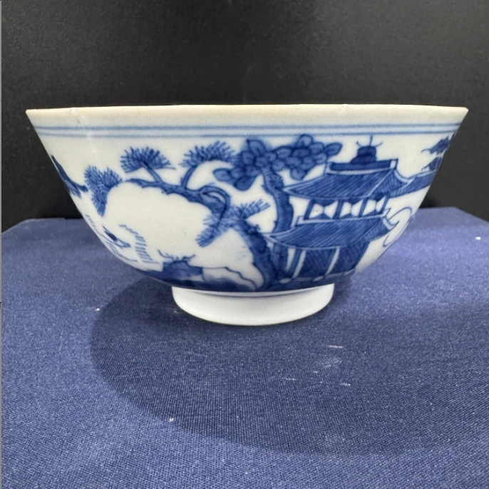 清末 青花亭台碗YH-0057