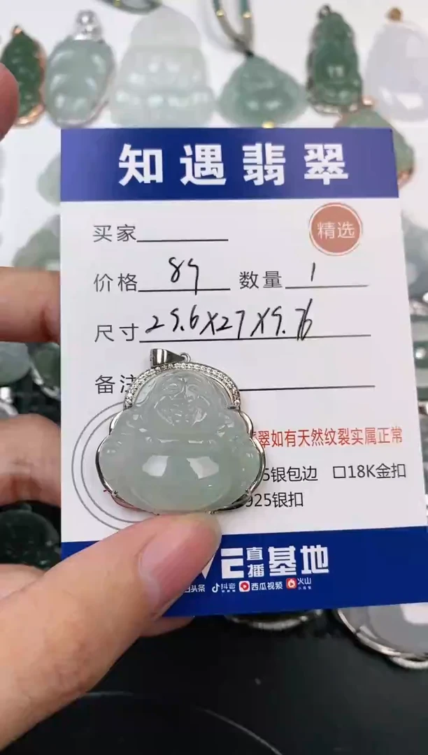 颈饰银S925镶嵌翡翠挂件