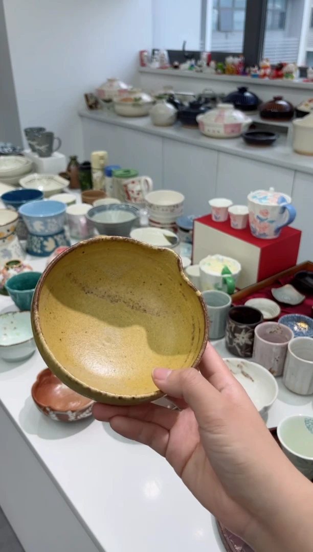 【闪购商品】瓷片志野烧-怀石中钵5件套-陶黄中鉢