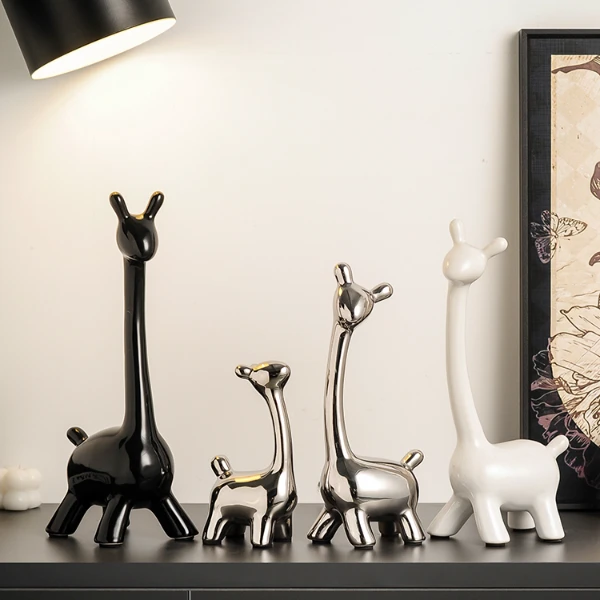 一家小鹿摆件创意电视柜酒柜家居装饰轻奢高档高级客厅玄关摆设