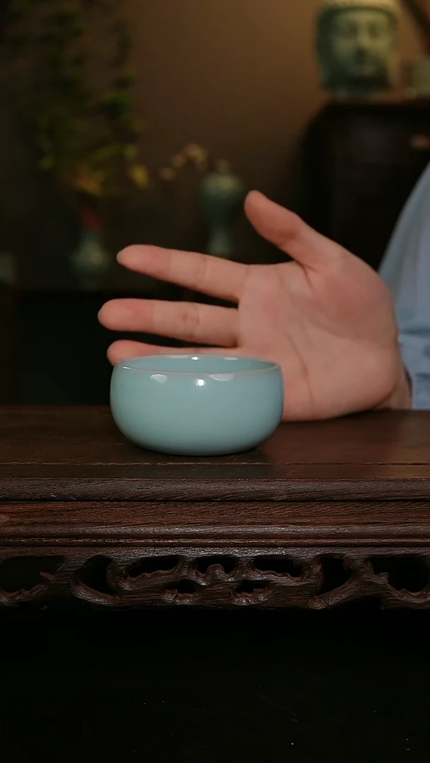 摆件天青手工卧足禅定杯