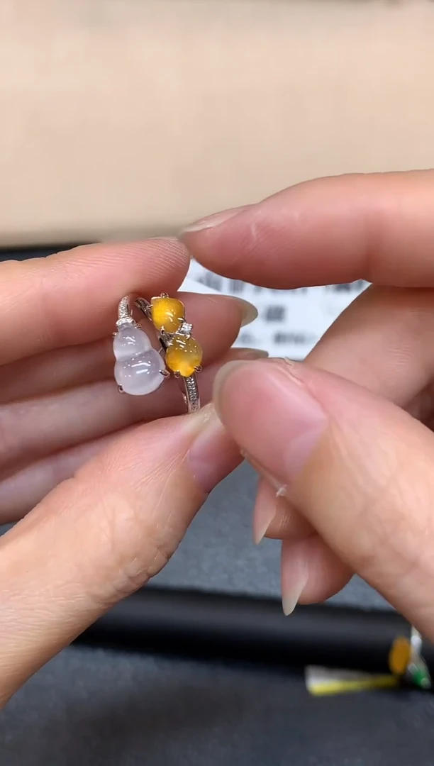 18K金镶嵌戒指翡翠【24小时鉴赏期】葫芦【无服务费