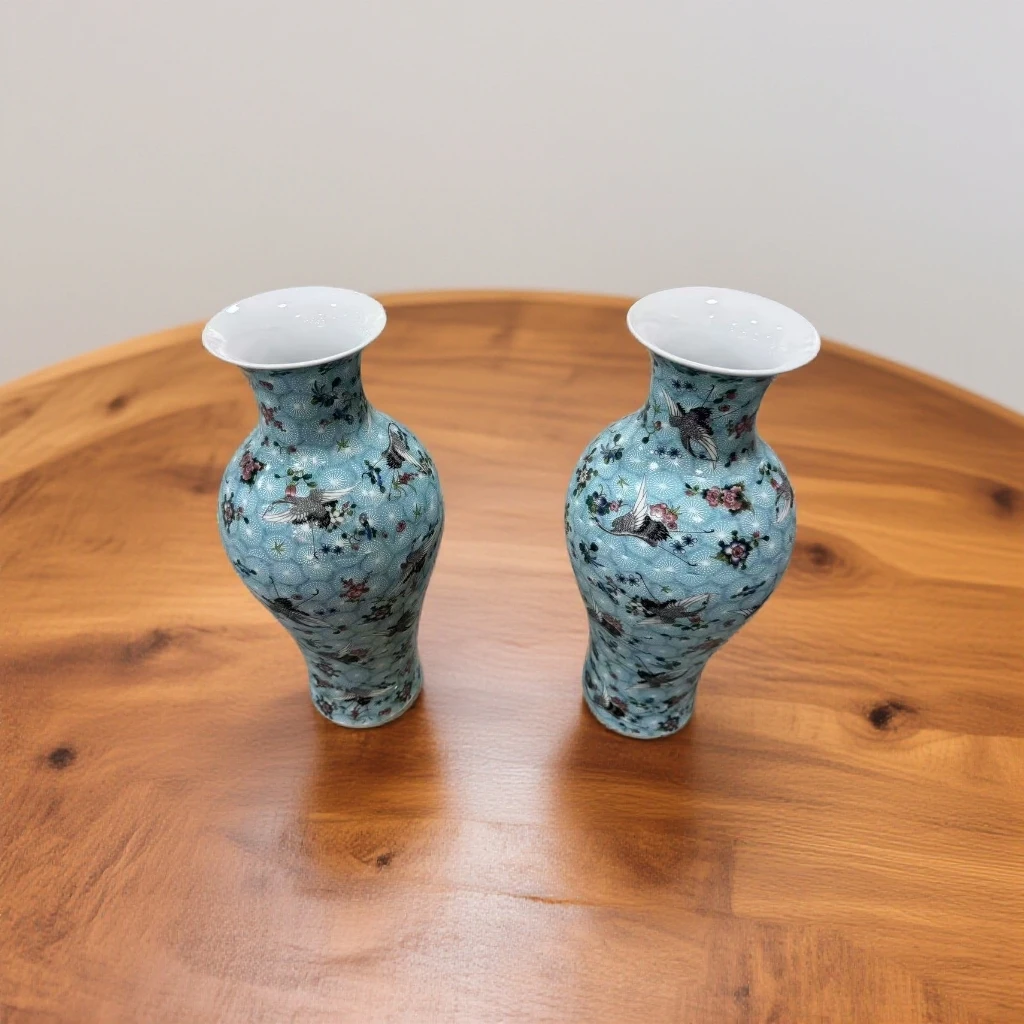 BB00057*2个/花鸟赏瓶/陶瓷