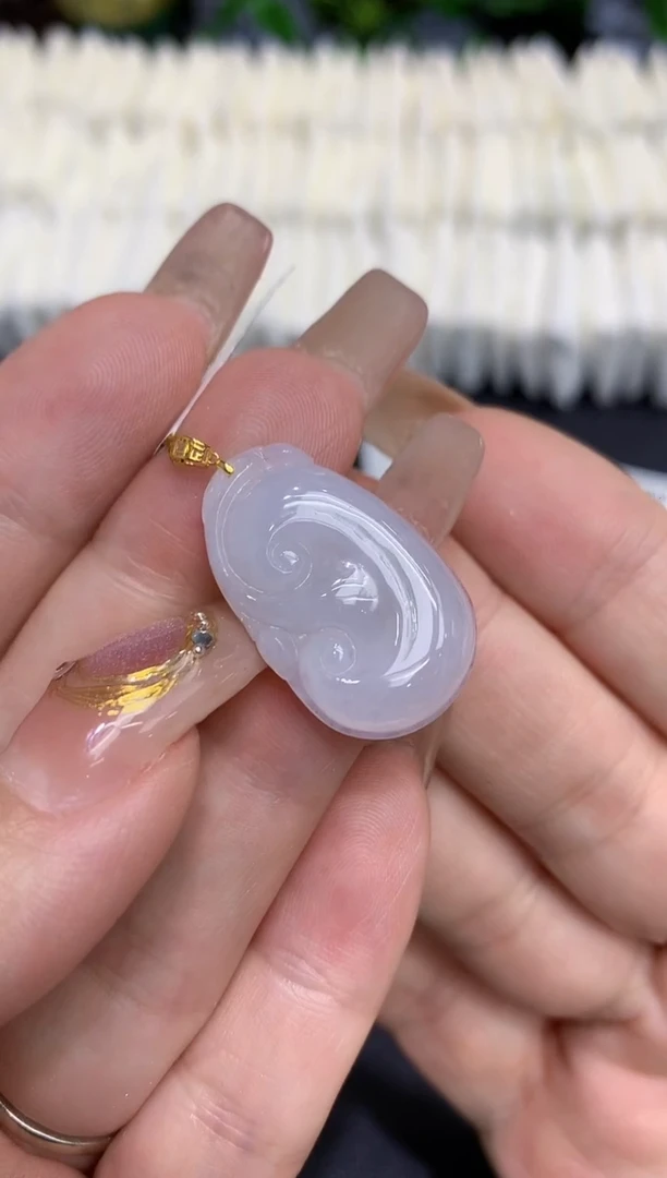 翡翠18K金镶嵌吊坠(不含链)111111