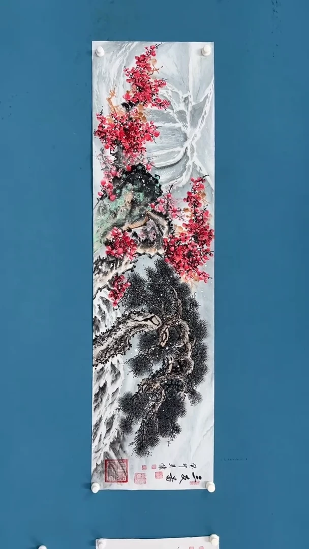 【闪购商品】国画2.5-甄选-王夫怀-六尺对开-岁寒三友