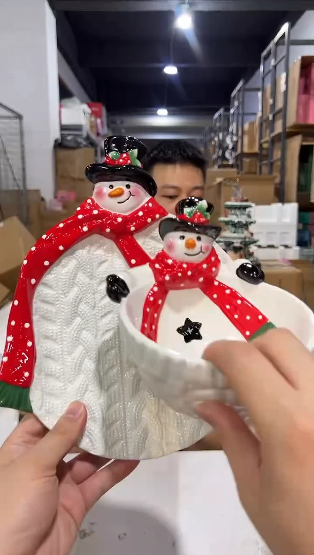 瓷片原盒雪人碗加特雷西原盒雪人盘子2件套