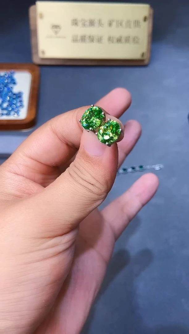 银S925镶嵌耳饰石榴石（沙弗莱）.....