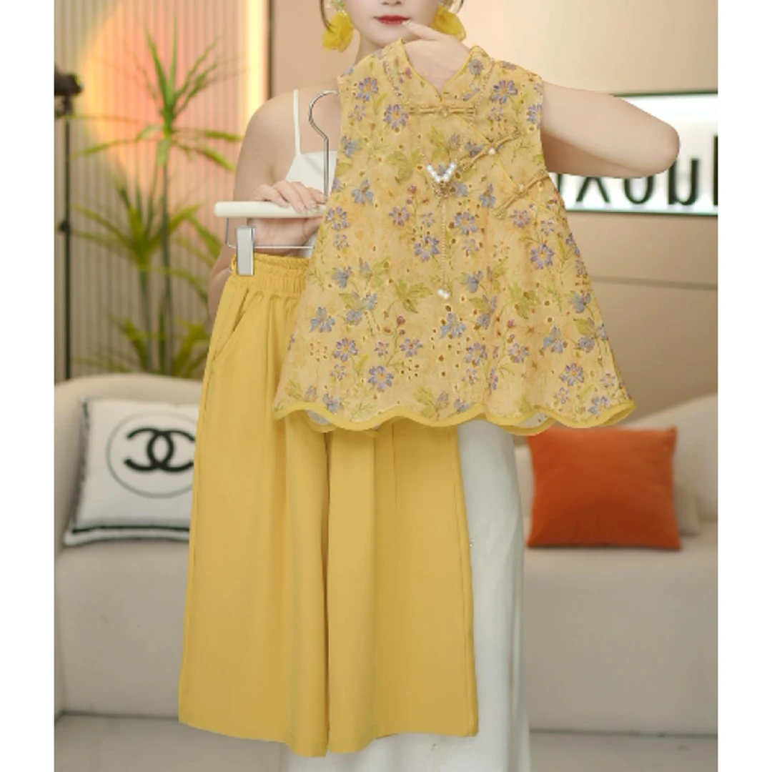 女童国风2025薄款套装夏季新中式中国风民族风裙裤时髦国潮洋气