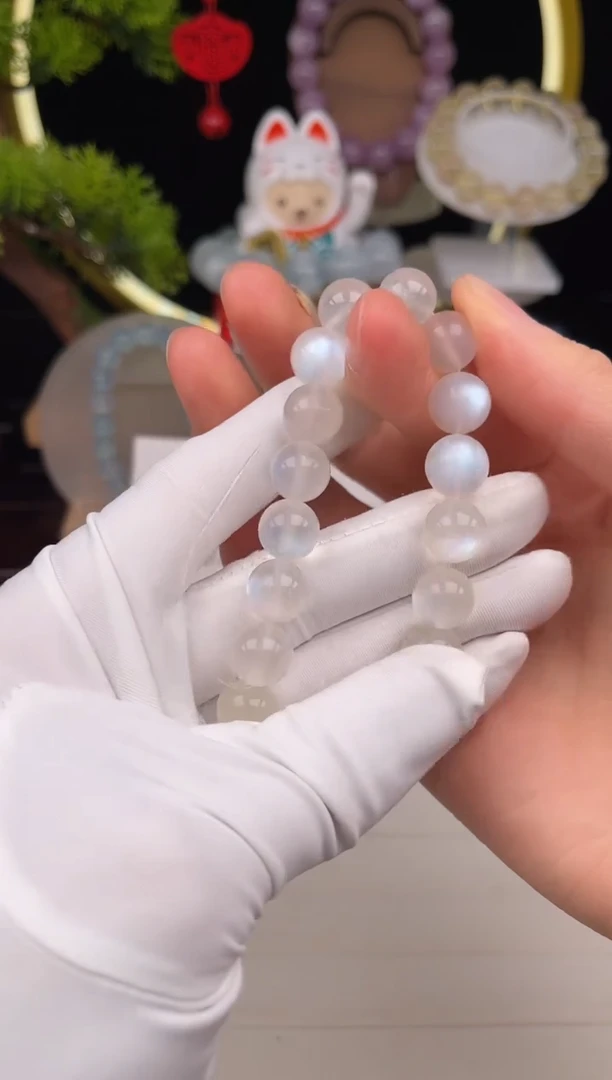 未镶嵌长石玉手串蓝月光10+mm