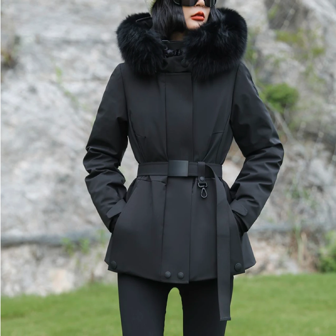 户外派克工装加厚狐狸毛连帽鹅绒滑雪服4462