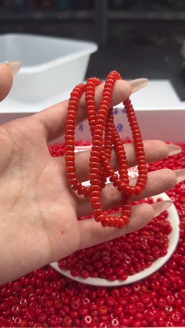 南红玛瑙未镶嵌颈饰w2256锦红南红隔片6*3mm*50颗