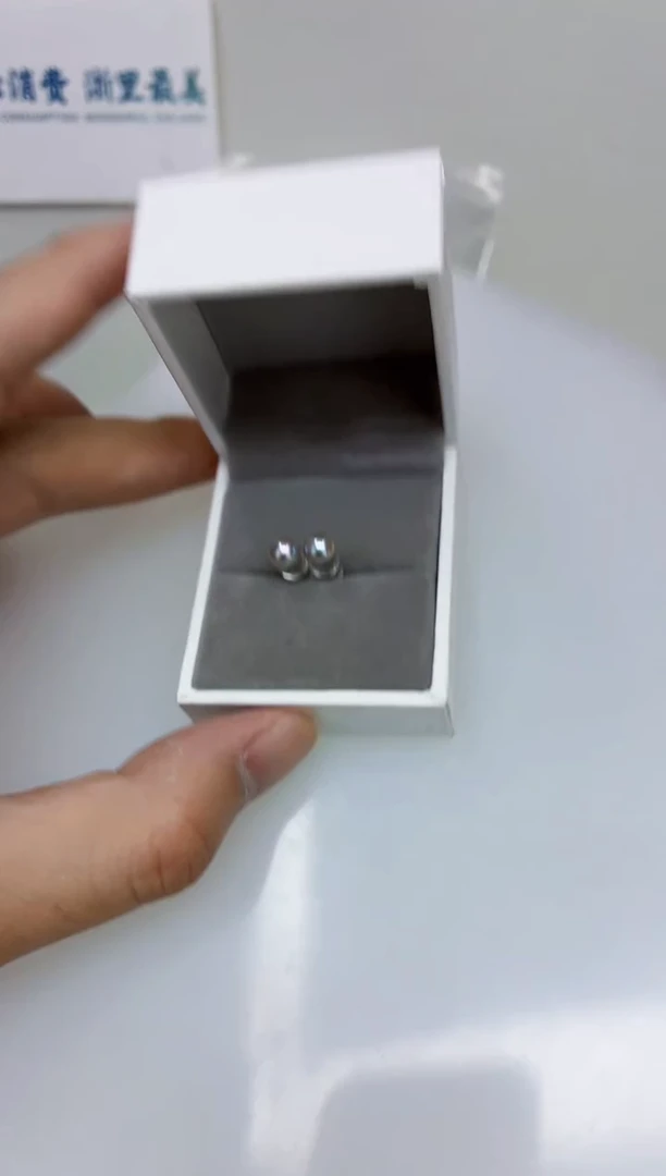 银S925镶嵌DA海水珍珠海水灰珠耳钉5-6 y669