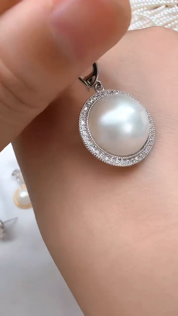 合金拼合珍珠（马贝珠）颈饰银色太阳花