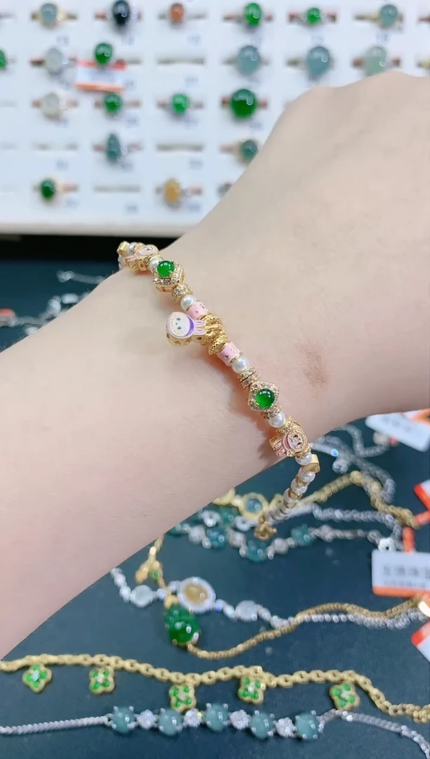 银S925镶嵌手链翡翠天然翡翠