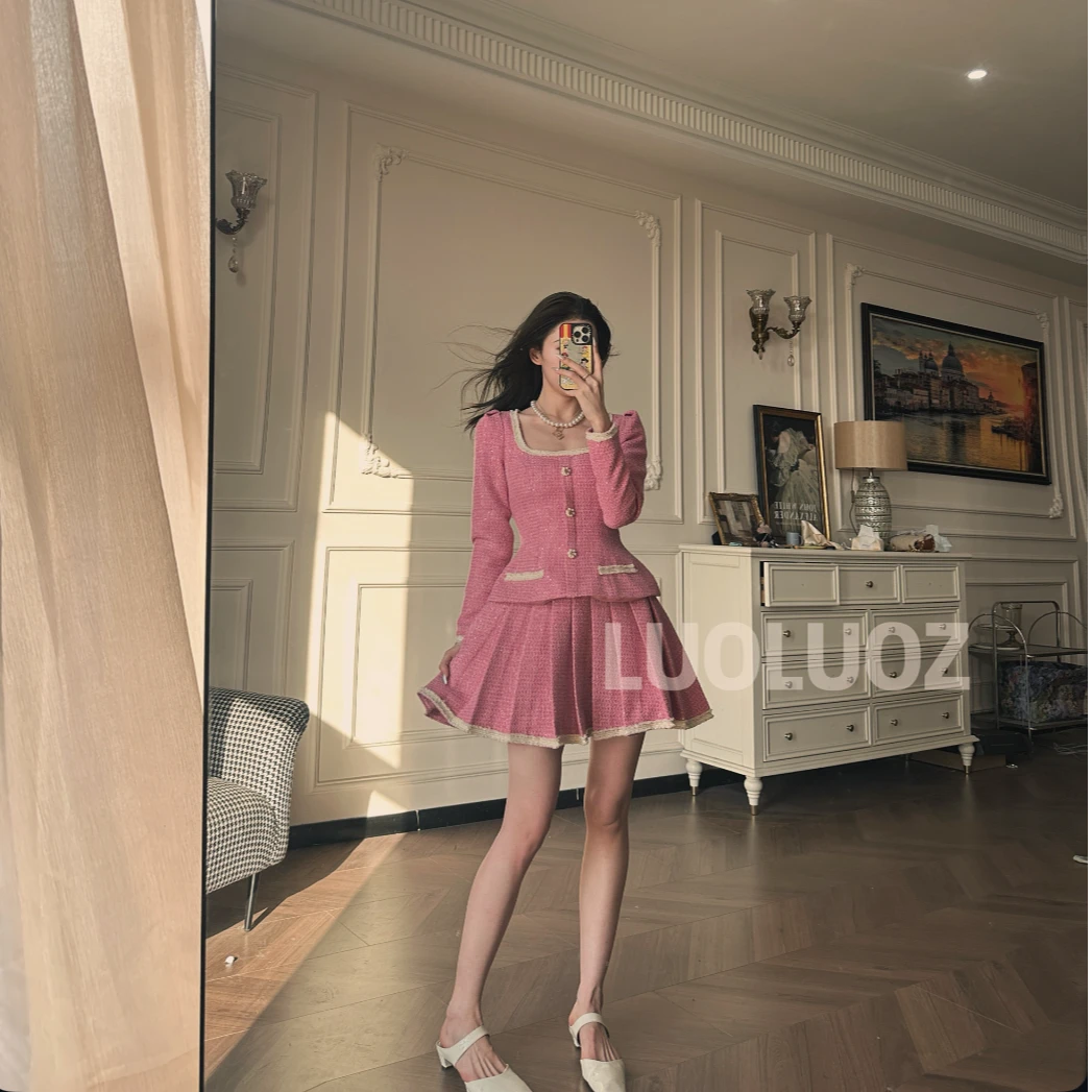 【现货】LUOLUOZ【琦罗香韵】轻奢绝美色系假两件时尚短款连衣裙CC030