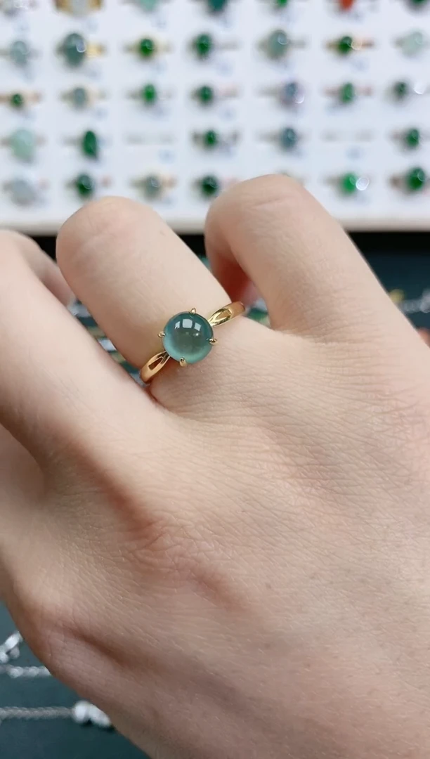 翡翠戒指银S925镶嵌天然翡翠