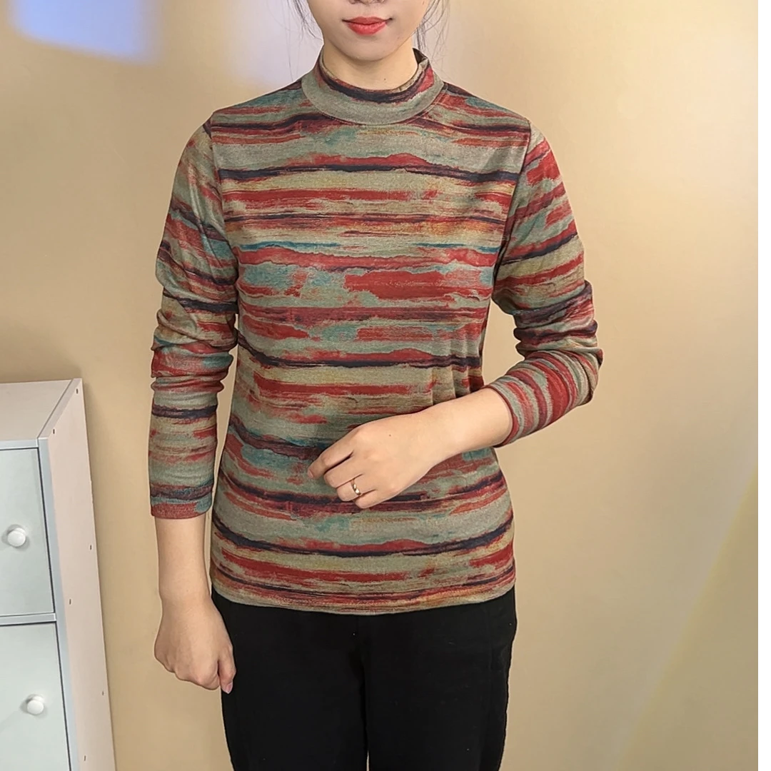 秋冬女士德绒亲肤气质半高领保暖长袖打底衫