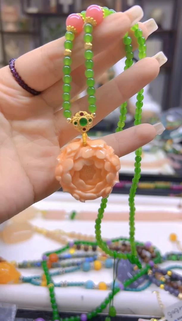 和田玉（碧玉）未镶嵌毛衣链DIY款M498