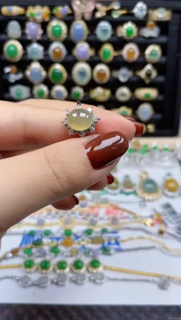 银S925镶嵌戒指翡翠8625