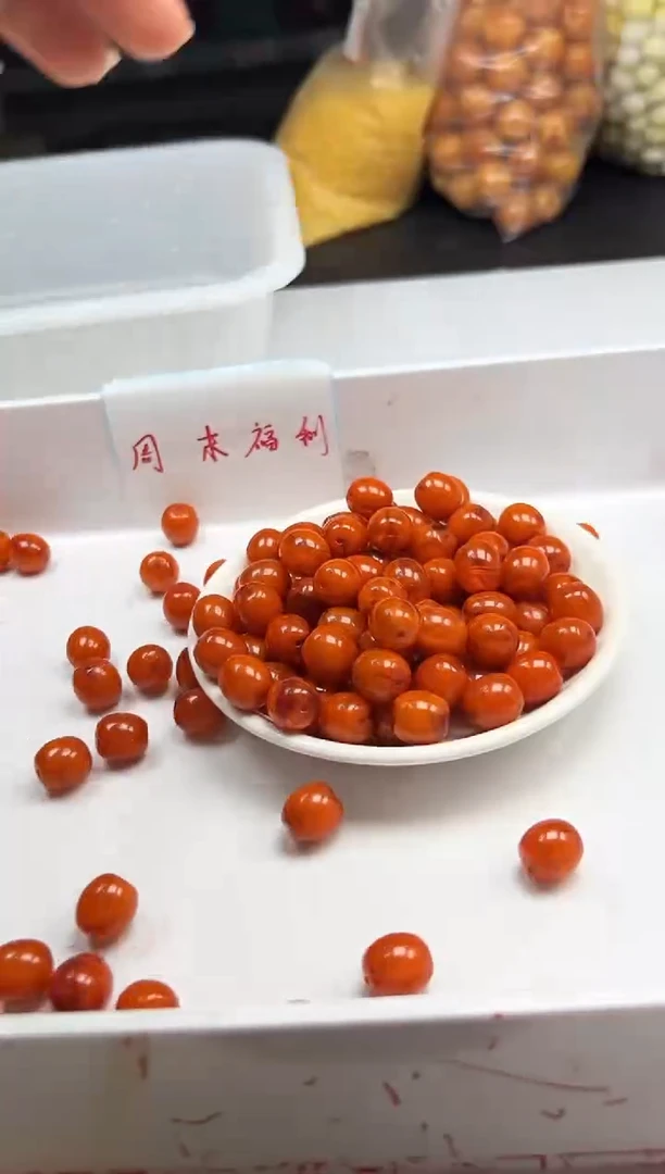 蜜蜡颈饰未镶嵌w812老红蜡枣珠13*12mm*2颗