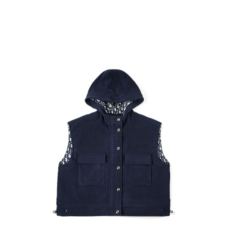 【七七私服】（深蓝印花）2025时尚百搭早春设计款重工女马甲