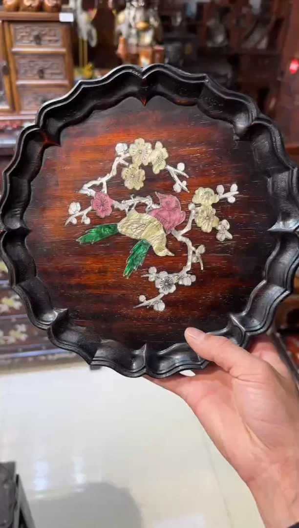 木木头款紫檀喜鹊圆盘88