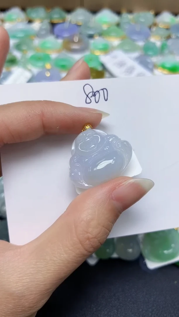 翡翠18K金镶嵌颈饰 天然翡翠A货