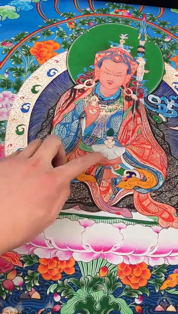 卷轴画莲花生唐卡精致手绘