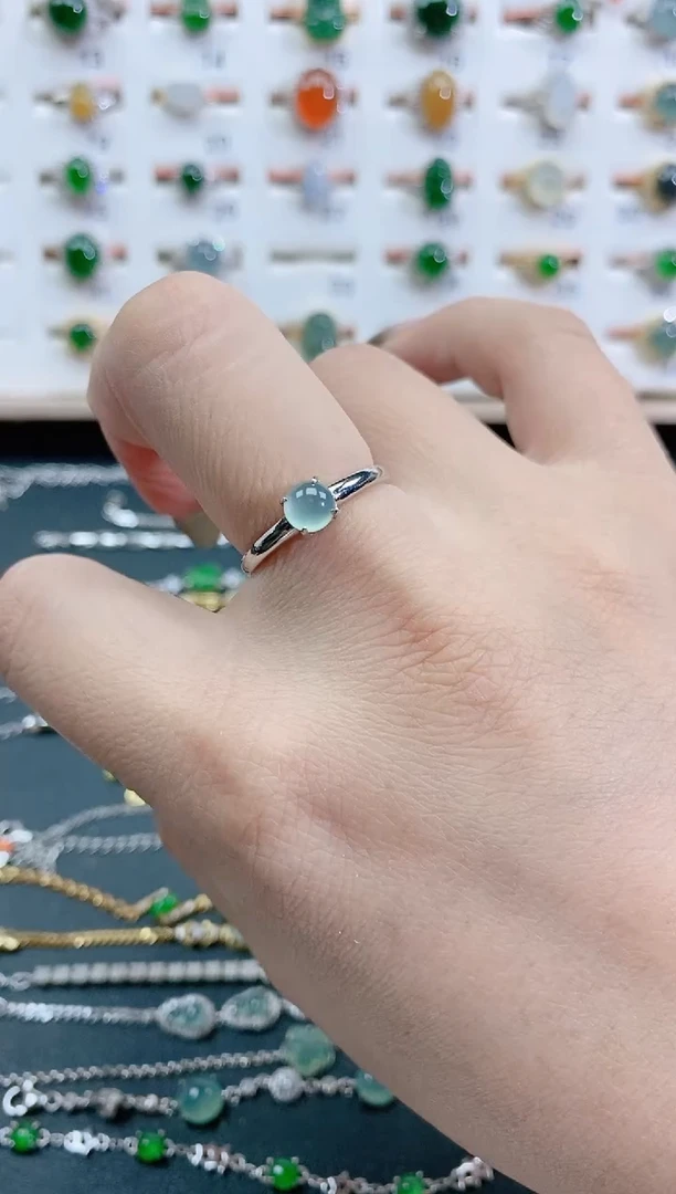 银S925镶嵌戒指翡翠天然翡翠