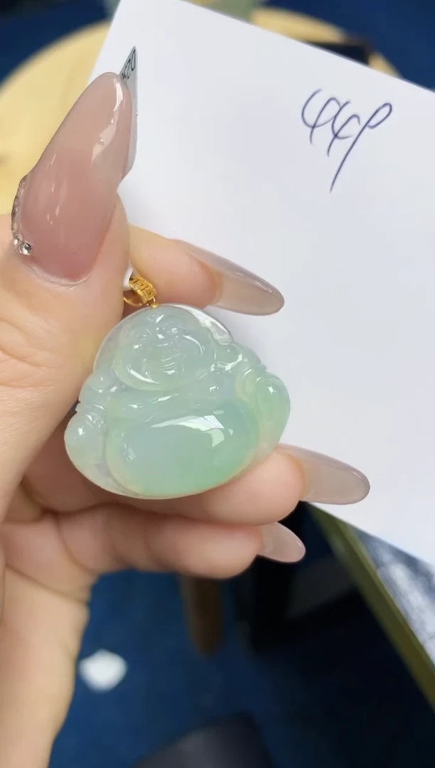 翡翠18K金镶嵌颈饰天然翡翠A货