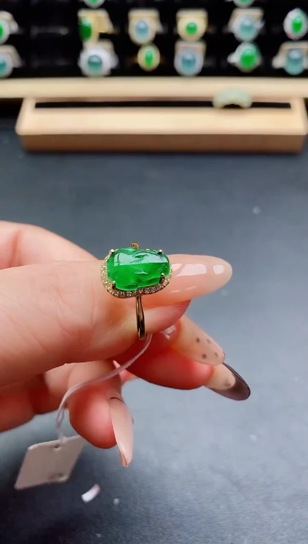 银S925镶嵌戒指翡翠1