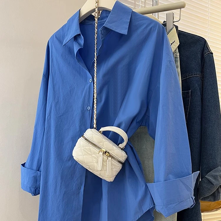 韩版衬衫女春秋小衫宽松高级感长袖上衣白色衬衣外套女潮