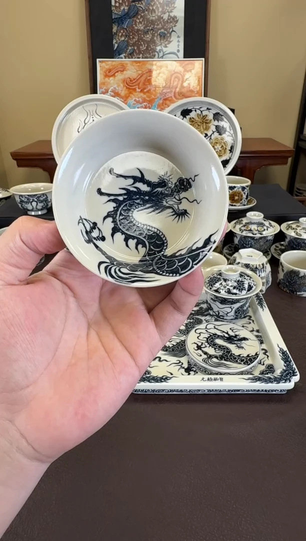 二号釉1351龙纹金鳞盏