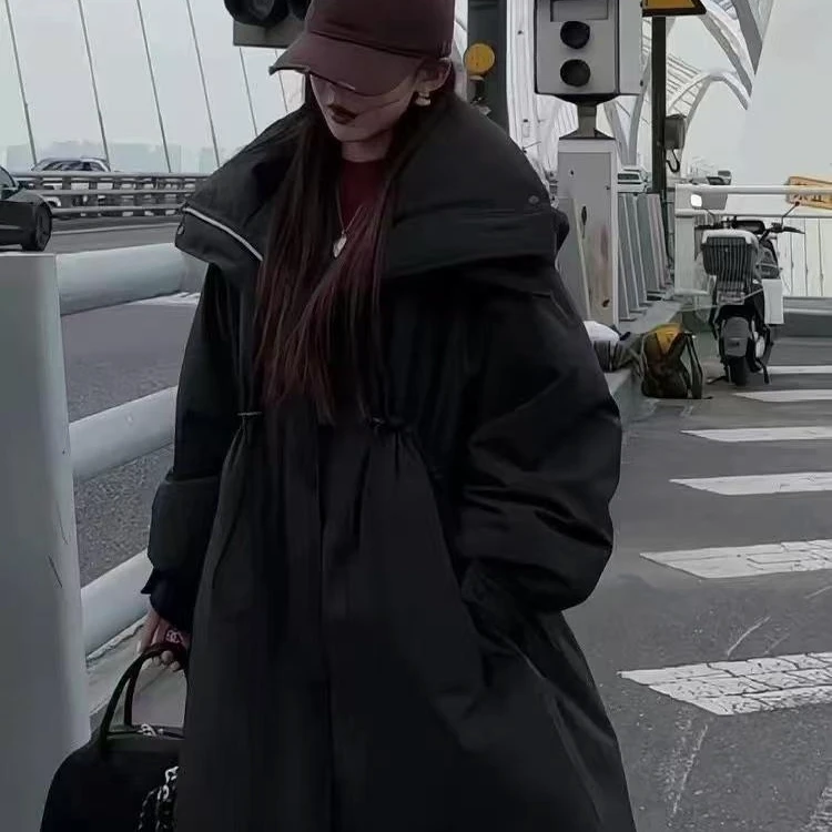 761-ST392-大码长款羽绒外套风衣