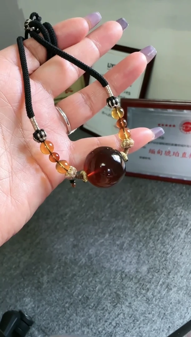未镶嵌琥珀手串安*安紫罗兰锁骨珠12mm