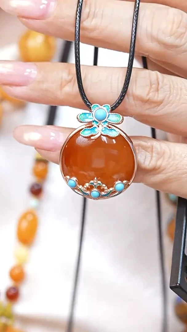 蜜蜡颈饰银S925镶嵌5596天然蜜蜡珠宝奇石云端妖孽全部保真