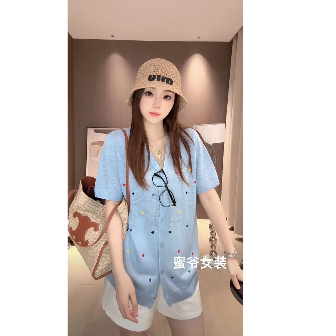 【蜜爷家】爱心刺绣冰丝上衣077#