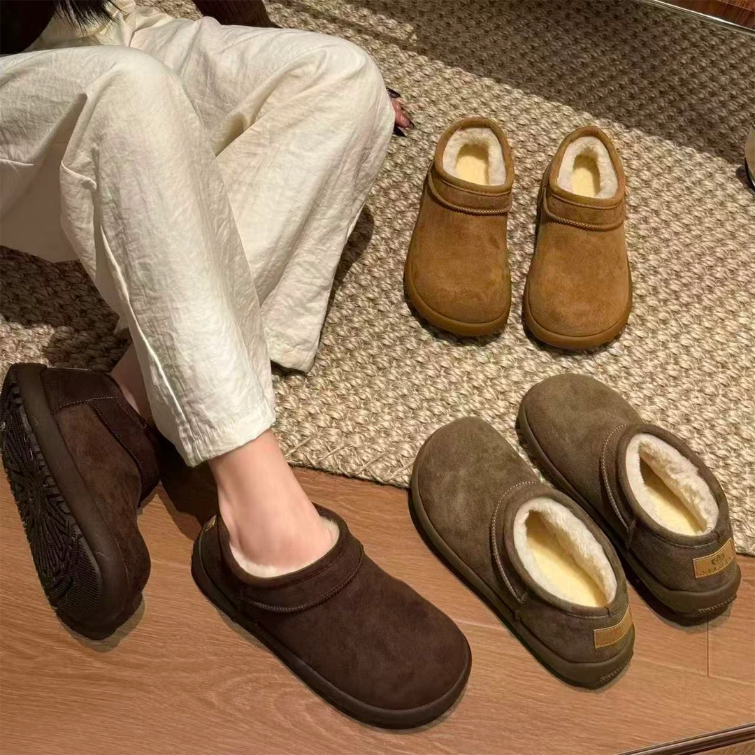 平底小土豆低帮雪地靴女2025新款冬季加绒保暖勃肯鞋短靴面包棉鞋