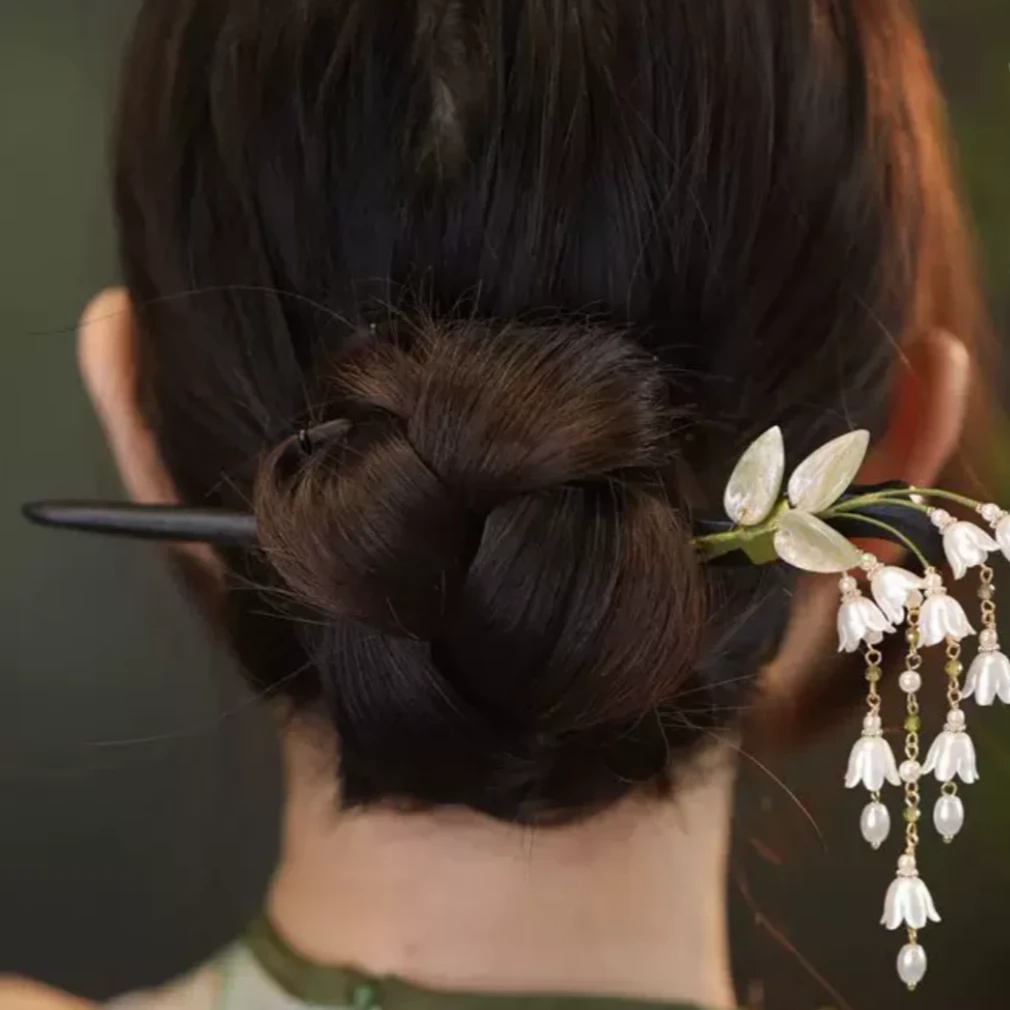 【绿叶铃兰】发饰时尚民族风复古发簪百搭少女风中国风珠珠旗袍a12